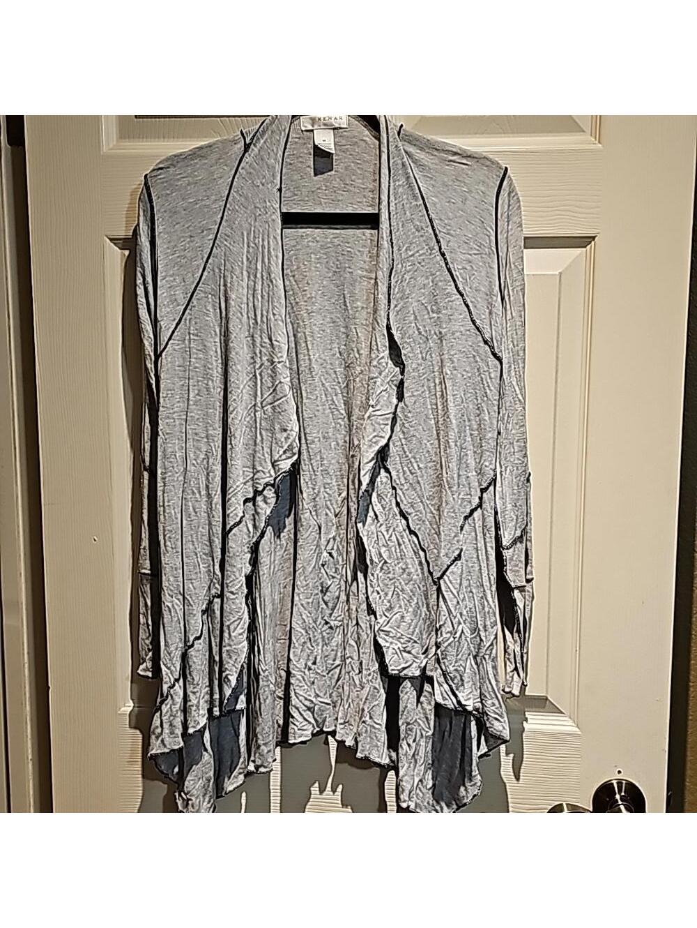 Kenar open cardigan with raw hem stitch detail size M